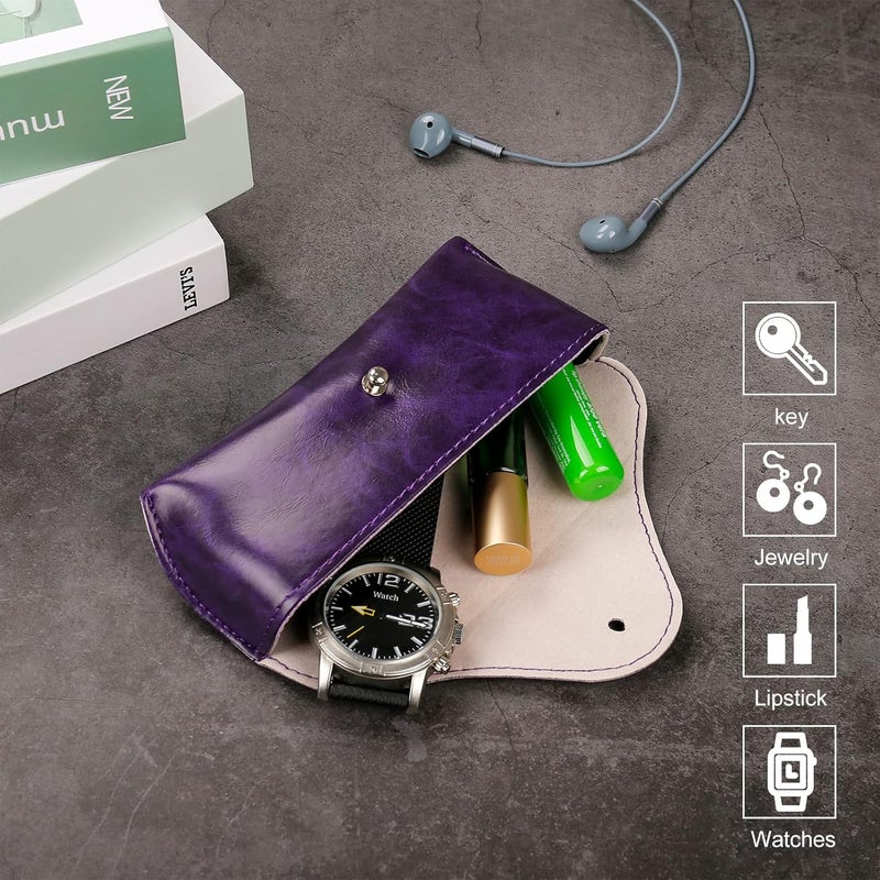 LogHog Portable Leather Glasses Case,Flexible Sunglasses Pouch Slim Case for Women Men Horizontal Eyeglass Case - Image 5